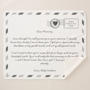 Cobertor Sherpa Carta de Amor de Airmail para futura mãe
