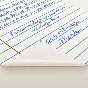 Cobertor Sherpa Carta de amor manuscrita do notebook ou mensagem p