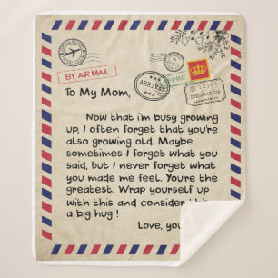 Cobertor Sherpa Carta Persaonal À Minha Mãe Do Filho, Mãe Anive