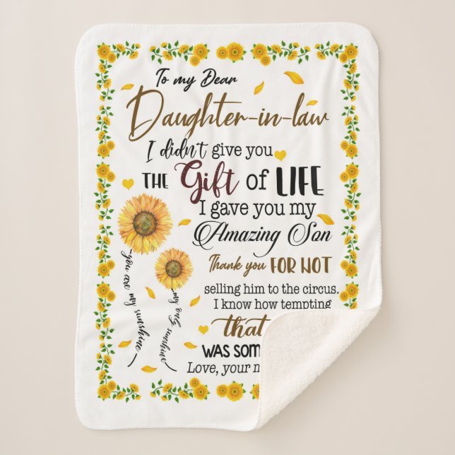 Cobertor Sherpa Carta Personalizada À Minha Filha Em Direito, (Frente)