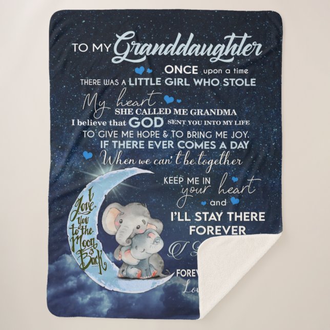 Cobertor Sherpa Carta Personalizada À Minha neta, (Frente)