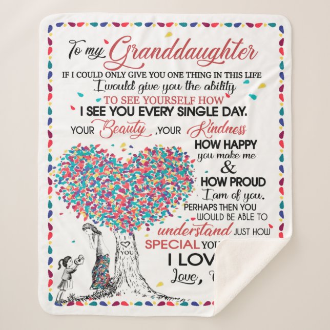 Cobertor Sherpa Carta Personalizada À Minha neta De Gran (Frente)