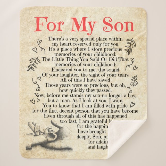 Cobertor Sherpa Carta Personalizada Para Meu Filho (Frente)