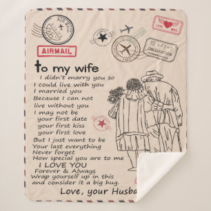 Cobertor Sherpa Carta Personalizada Para Minha Mulher, Presente De