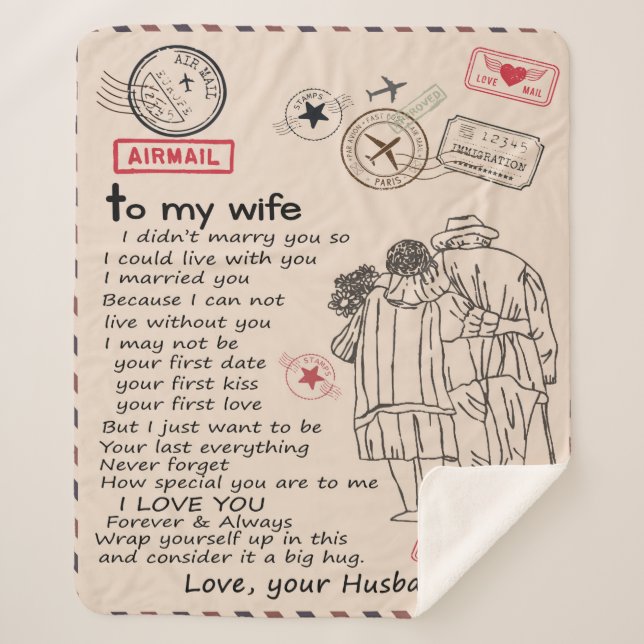 Cobertor Sherpa Carta Personalizada Para Minha Mulher, Presente De (Frente)