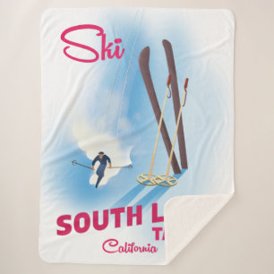 Cobertor Sherpa Cartaz de esqui de South Lake Tahoe
