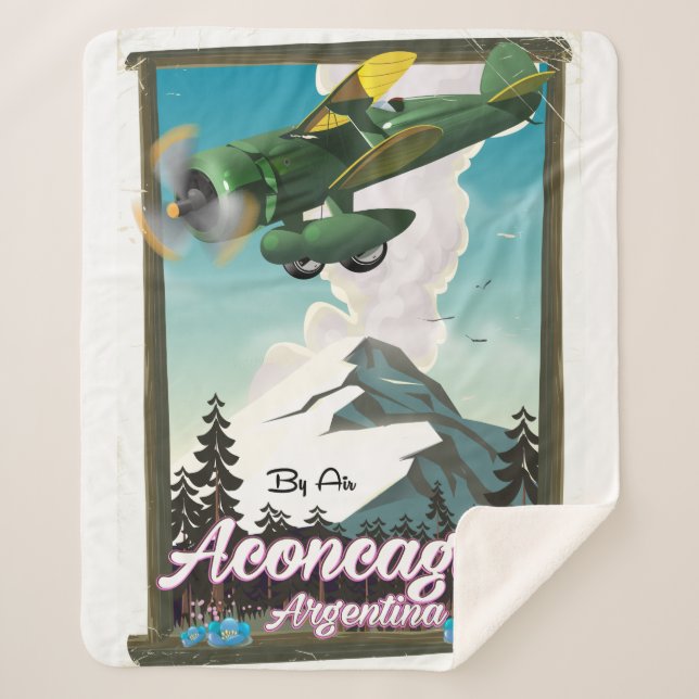 Cobertor Sherpa Cartaz de viagem Aconcagua Argentina (Frente)