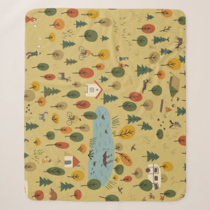 Cobertor Sherpa Cartaz de Vintagem de Animais Florestais de outono