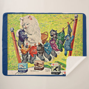 Cobertor Sherpa Carter's Ink and mama cat and kittens