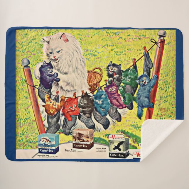 Cobertor Sherpa Carter's Ink and mama cat and kittens (Frente (Horizontal))
