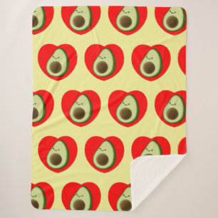 Cobertor Sherpa Cartoon Bonito Avocado Em Coração Vermelho