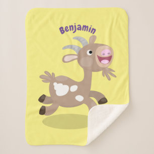 Cobertor Sherpa Cartoon de cabra feliz e bonito