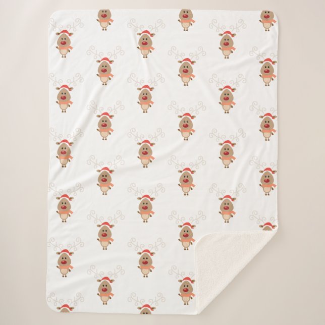 Cobertor Sherpa Cartoon de renas (Frente)