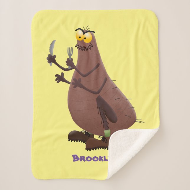 Cobertor Sherpa Cartoon feio e faminto (Frente)