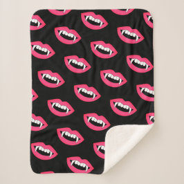 Cobertor Sherpa Cartoon Monster Vampire Lábios afiadas Dentes Pres