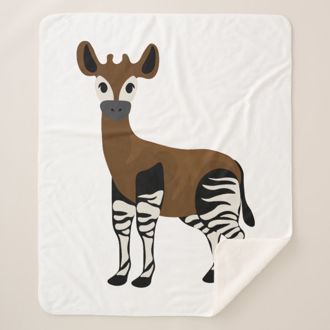 Cobertor Sherpa Cartoon Okapi, Animais Majestosos Okapi, Amantes O (Frente)