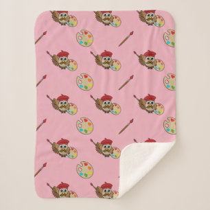 Cobertor Sherpa Cartoon Pintor Coruja