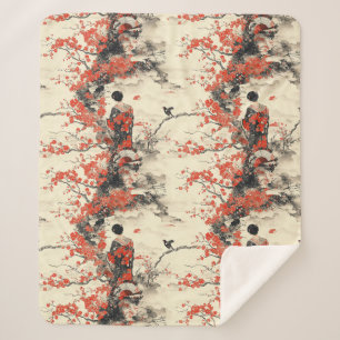 Cobertor Sherpa Casais com Kimono Romântico Sakura Padrão (2)