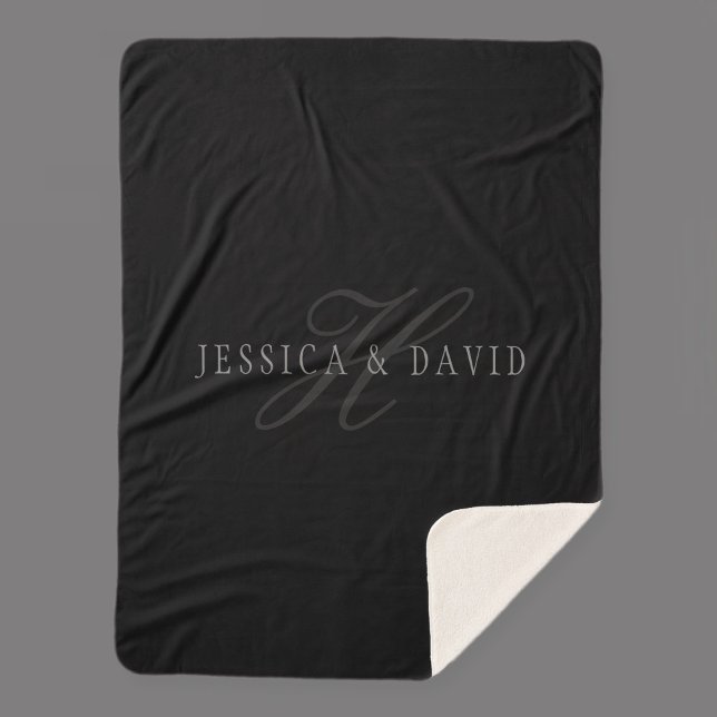 Cobertor Sherpa Casais Nomes e Sobrenome Monograma (Criador carregado)