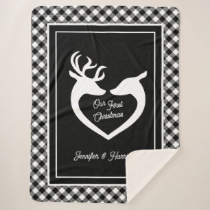 Cobertor Sherpa Casal de primeira Xadrez de quinta de Natal Buffal