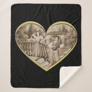 Cobertor Sherpa Casal de romance vintage, homem e mulher amor