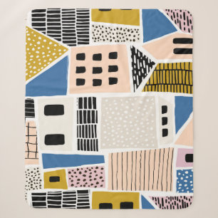 Cobertor Sherpa Casas Desenhadas Mão Abstrato