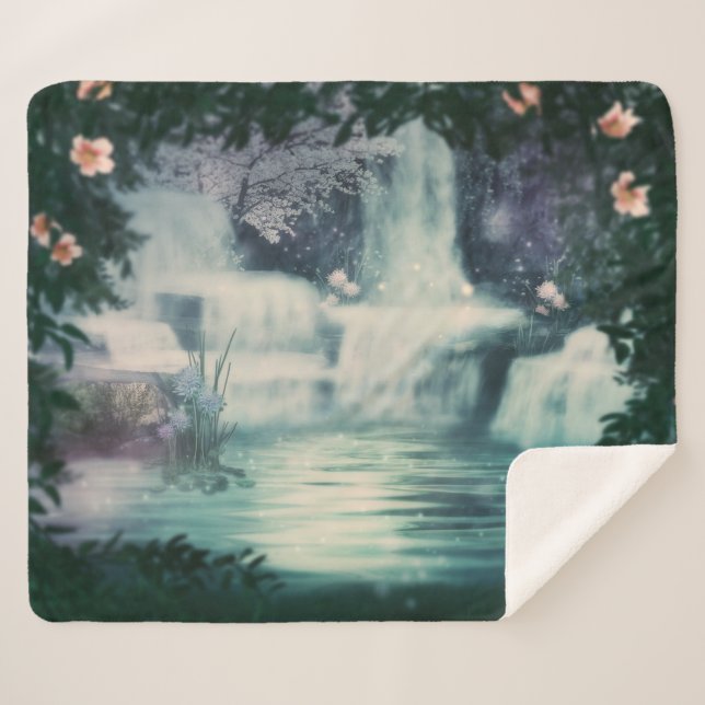 Cobertor Sherpa Cascata de queda de água fantasia (Frente (Horizontal))