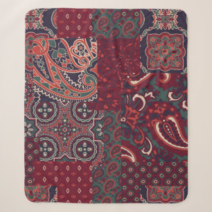 Cobertor Sherpa Cashmere Paisley Silk: Patchwork de Abstrato Vinta