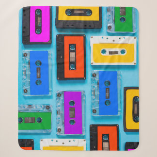 Cobertor Sherpa Cassete Retroativa: Coleção de Fundo Azul