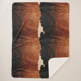 Cobertor Sherpa Castanho Negro Sudoeste Faux Cowhide
