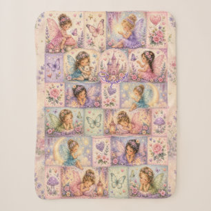 Cobertor Sherpa Castelo de Patchwork de Fadas Lembrança para Sonha