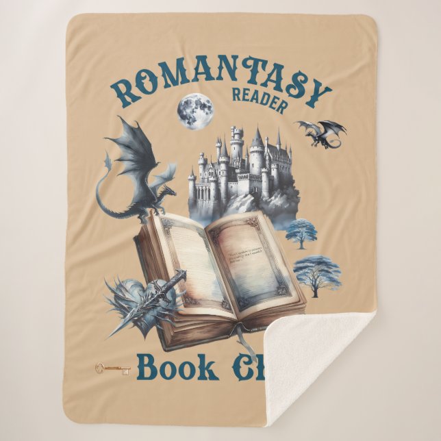 Cobertor Sherpa Castelo Romantasy Reader Dragon Book Club (Frente)