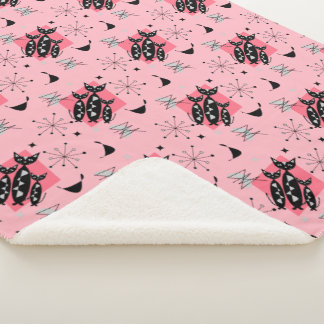 Cobertor Sherpa Cats de Meio século Moderno de Intermitência Atômi