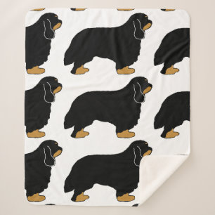 Cobertor Sherpa Cavalier King Charles Black e Tan Silhouette