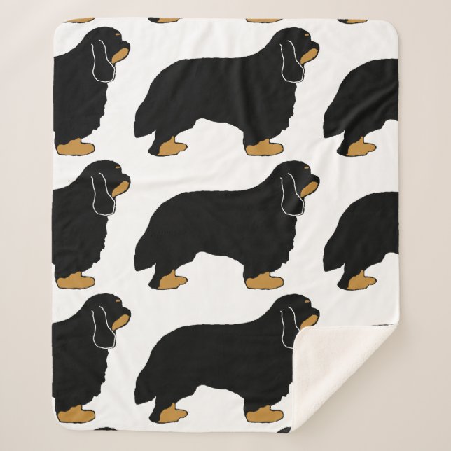 Cobertor Sherpa Cavalier King Charles Black e Tan Silhouette (Frente)