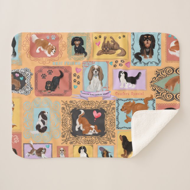 Cobertor Sherpa Cavalier King Charles Spaniel Blanket (Frente (Horizontal))