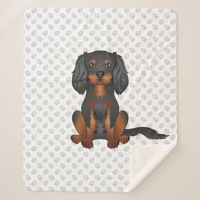 Cobertor Sherpa Cavalier King Charles Spaniel de pelagem preto e a (Frente)