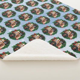 Cobertor Sherpa Cavalier King Charles Spaniel Holiday Blanket