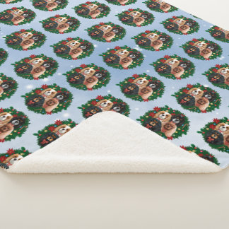Cobertor Sherpa Cavalier King Charles Spaniel Holiday Blanket