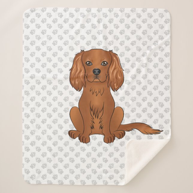 Cobertor Sherpa Cavalier King Charles Spaniel & Patas Rubi (Frente)