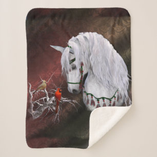 Cobertor Sherpa Cavalo de Natal e Cardeal Sherpa Blanket