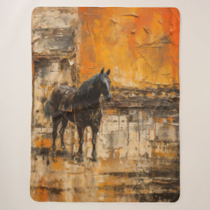 Cobertor Sherpa Cavalo Majestoso em Pôr do Sol Abstrato