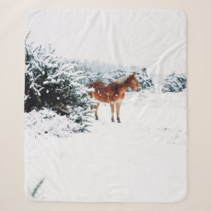 COBERTOR SHERPA CAVALO NA NEVE QUE CAI