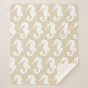 Cobertor Sherpa Cavalos-marinhos brancos e costeiros