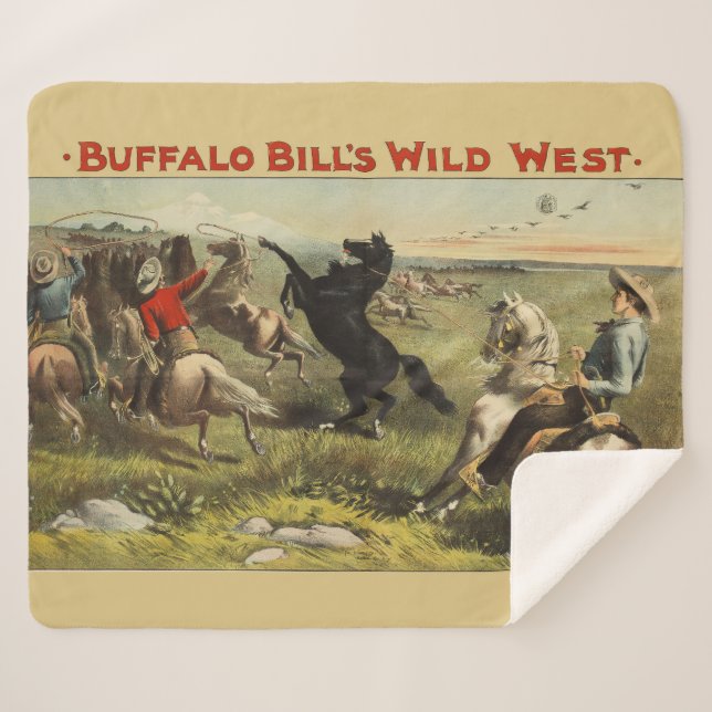 Cobertor Sherpa Cavalos Selvagens Oeste de Buffalo Bill (Frente (Horizontal))