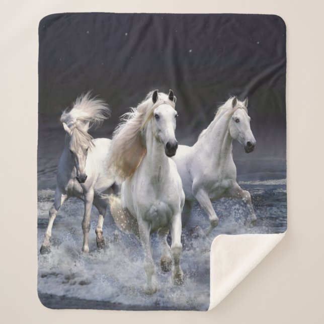 Cobertor Sherpa Cavalos travesseiros decorativos (Frente)