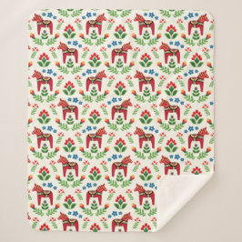 Cobertor Sherpa Cavalos Vermelhos Suecos Sherpa Blanket