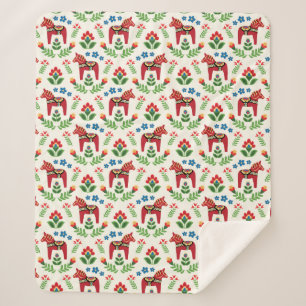 Cobertor Sherpa Cavalos Vermelhos Suecos Sherpa Blanket