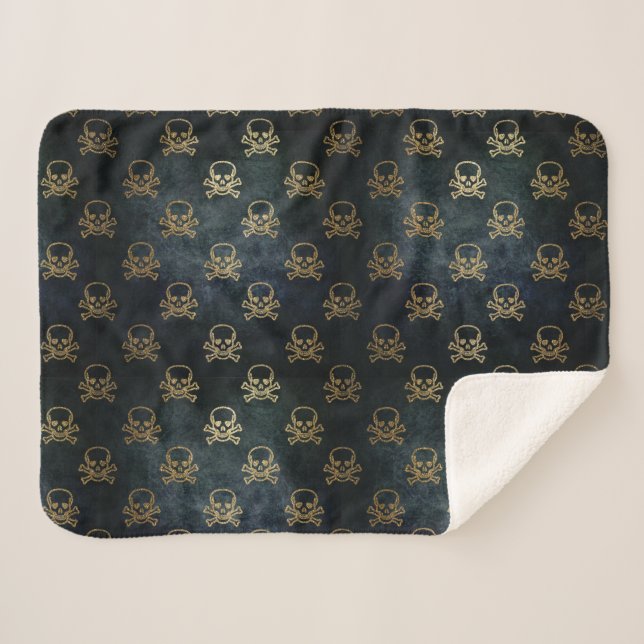 Cobertor Sherpa Caveira do ouro e Crossbones Sherpa Blanket (Frente (Horizontal))