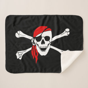 Cobertor Sherpa Caveira e ossos cruzados de pirata